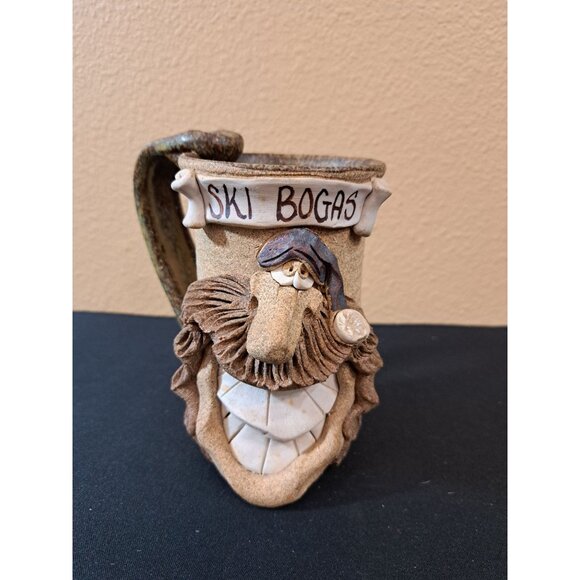 Vintage Mark Hines SKI BUM Ugly Mug Cup Signed - Picture 1 of 5